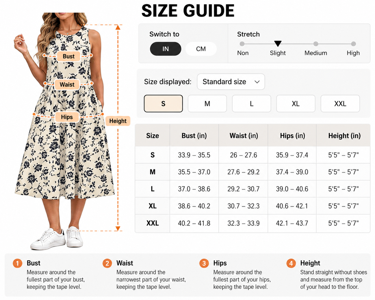 Summer Women'S Floral Print Round Neck Sleeveless Dress. Home Dress