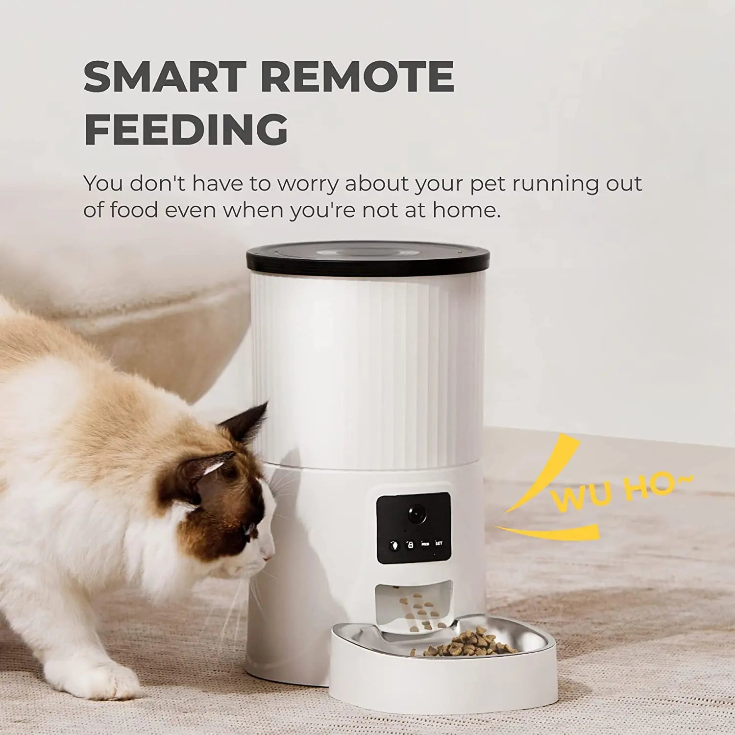 Dual Power Supply Smart Pet Feeder With 4L Automatic 2.4G Wifi Pet Smart Pet Bowls & Feeders