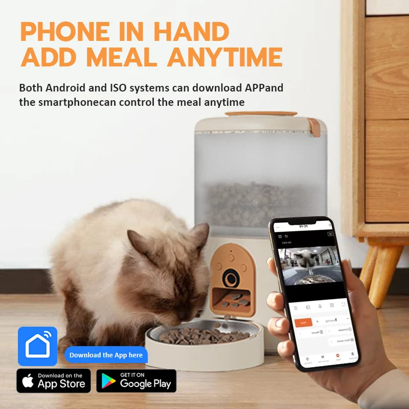 Smart 2‑in‑1 Pet Feeder & Water Fountain  Automatic Cat & Dog Food Dispenser with WiFi Camera, Durable Luxury Design