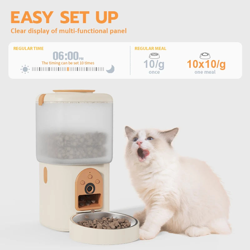 Smart 2‑in‑1 Pet Feeder & Water Fountain  Automatic Cat & Dog Food Dispenser with WiFi Camera, Durable Luxury Design