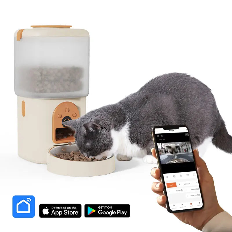 Smart 2‑in‑1 Pet Feeder & Water Fountain  Automatic Cat & Dog Food Dispenser with WiFi Camera, Durable Luxury Design
