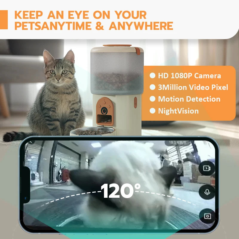 Smart 2‑in‑1 Pet Feeder & Water Fountain  Automatic Cat & Dog Food Dispenser with WiFi Camera, Durable Luxury Design